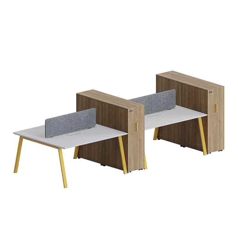 Ergonomic Office Workstation with File Cabinet Modular Desk System with Storage Shelves Cable Management Modern Open Workspace